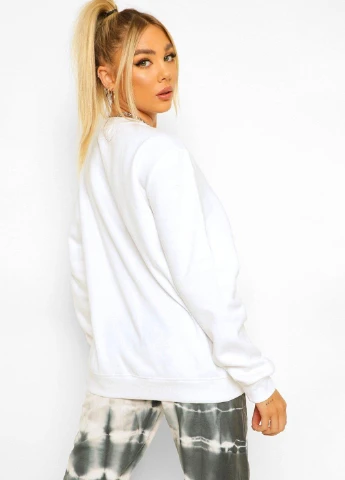 Белый свитшот Boohoo однотонный без декора (237848164)