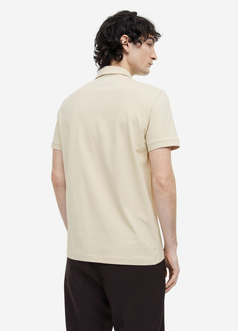 Бежевая футболка-поло для мужчин H&M однотонная