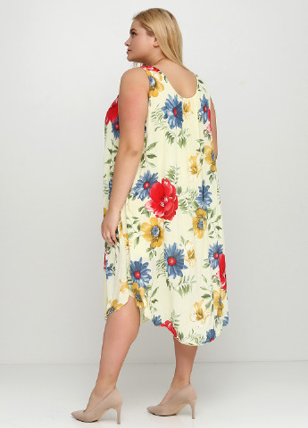 Лимонна кежуал плаття, сукня Moda in Italy з квітковим принтом