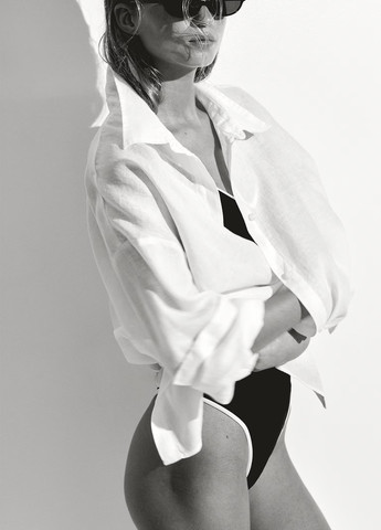 Белая пляжный, кэжуал рубашка однотонная H&M