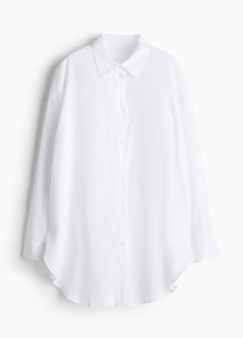Белая пляжный, кэжуал рубашка однотонная H&M