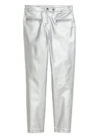 Серебристые кэжуал демисезонные зауженные брюки H&M