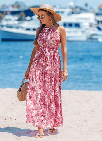 Рожева кежуал сукня а-силует, з відкритими плечима SHEIN турецькі огірки