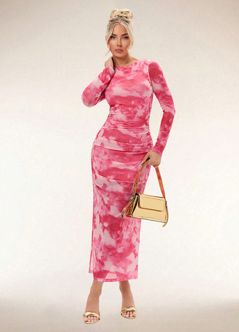 Рожева кежуал сукня силуетна SHEIN тай-дай