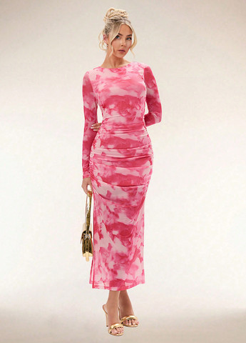 Рожева кежуал сукня силуетна SHEIN тай-дай