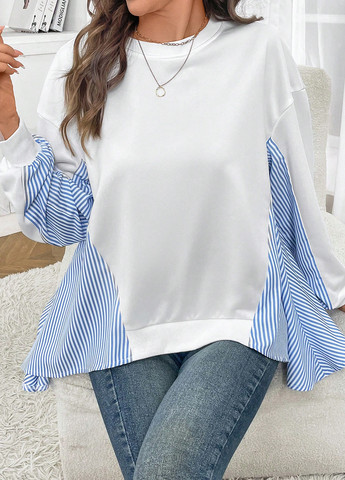 Комбинированный свитшот SHEIN колор блок волан (332811052)