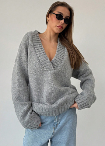 Серый демисезонный пуловер пуловер SHEIN