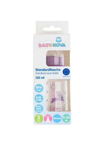 Пляшечка для годування Декор 120 мл Рожевий Baby-Nova (252192321)