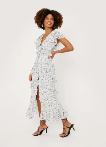 Білий кежуал сукня Nasty Gal в горошок