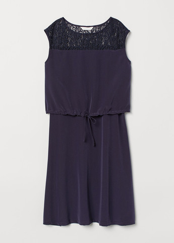 Темно-синее кэжуал платье для кормящих клеш H&M однотонное