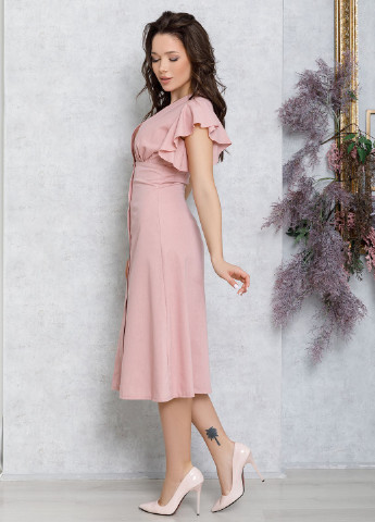 Розовое повседневный платье женское колокол ISSA PLUS однотонное