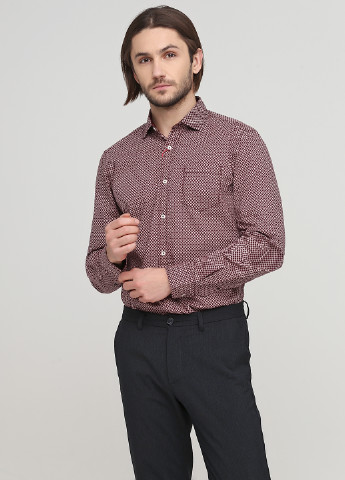 Бордовая кэжуал рубашка с геометрическим узором S.Oliver