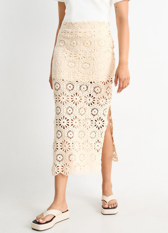 Бежевая кэжуал однотонная юбка C&A