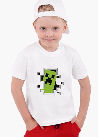 Белая демисезонная футболка детская майнкрафт (minecraft)(9224-1709) MobiPrint