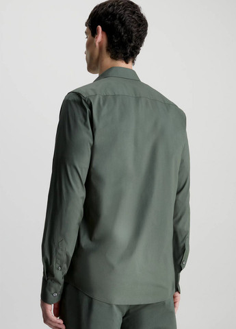 Темно-зеленая кэжуал, классическая рубашка однотонная Calvin Klein