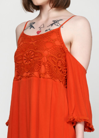 Терракотовое кэжуал платье Miami Style однотонное