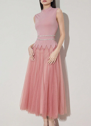 Світло-рожева святковий, вечірня сукня з пишною спідницею SHEIN однотонна