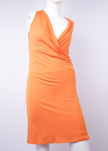 Оранжевое кэжуал платье на запах Ralph Lauren однотонное