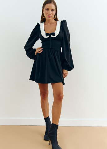 Черное кэжуал платье клеш Gepur однотонное