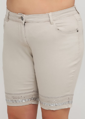 Шорты Gina Benotti однотонные светло-бежевые джинсовые хлопок