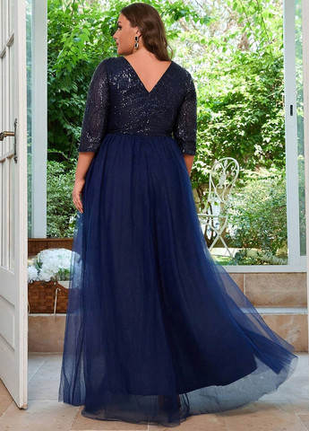 Темно-синя вечірня сукня SHEIN однотонна