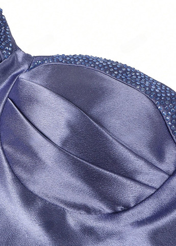 Синя кежуал сукня зі шлейфом SHEIN однотонна