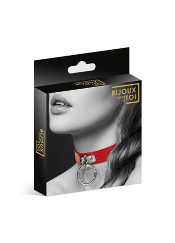Чокер з кільцем для повідця - FETISH Red, екошкіра Bijoux Pour Toi (255247633)