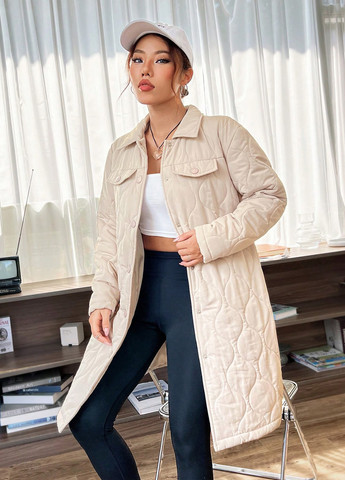 Светло-бежевая демисезонная куртка куртка-пальто SHEIN