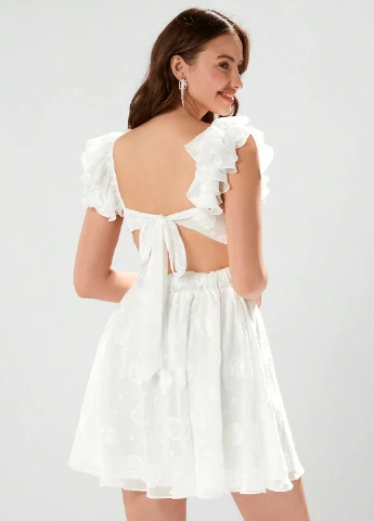 Білий кежуал сукня кльош SHEIN однотонна