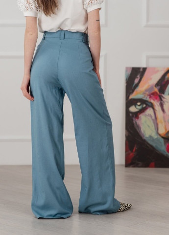 Голубые кэжуал летние прямые брюки Azuri