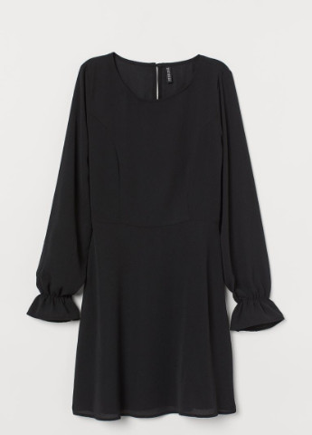 Черное кэжуал креповое платье H&M однотонное