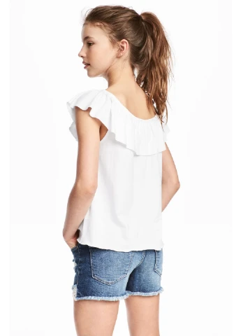 Белая однотонная блузка H&M летняя