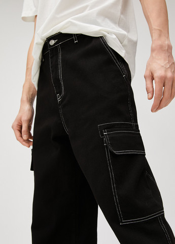 Черные кэжуал демисезонные карго, прямые брюки KOTON