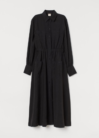 Черное джинсовое платье рубашка H&M однотонное