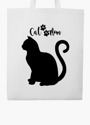 Эко сумка шоппер белая Cat Mom (9227-2840-WT2) Еко сумка шоппер біла 41*35 см MobiPrint (221682966)