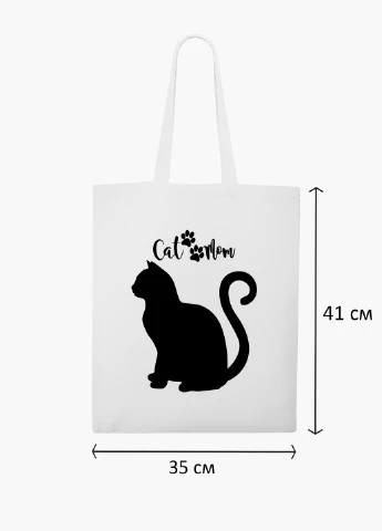 Эко сумка шоппер белая Cat Mom (9227-2840-WT2) Еко сумка шоппер біла 41*35 см MobiPrint (221682966)