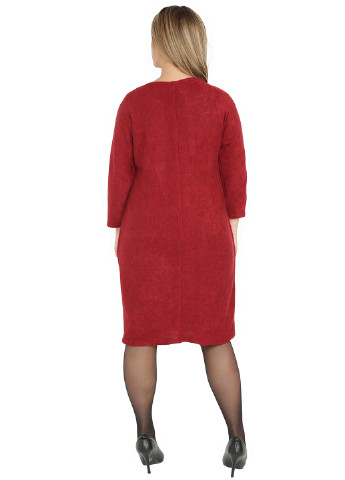Темно-красное кэжуал платье с длинным рукавом Laki