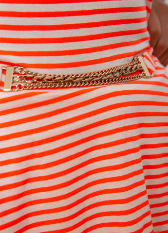 Оранжевое кэжуал платье с баской Ager в полоску