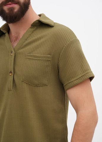 Оливковая (хаки) футболка-поло для мужчин Emery Rose однотонная