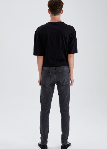 Штани DeFacto завужені темно-сірі джинсові бавовна