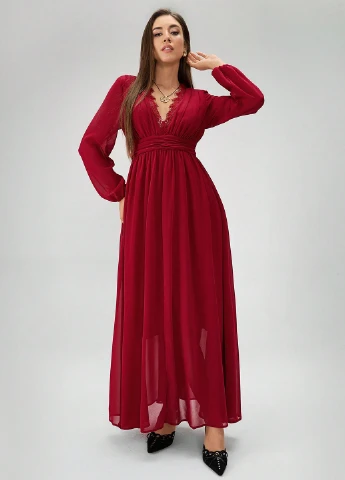 Красное вечернее платье в стиле ампир SHEIN однотонное