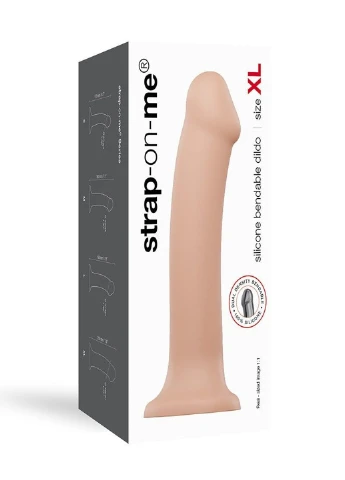 Насадка для страпона Dual Density Dildo Flesh XL, диаметр 4,5см, двухслойная, гибкая Strap-On-Me (256537630)