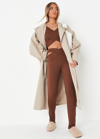 Коричневые демисезонные леггинсы Missguided