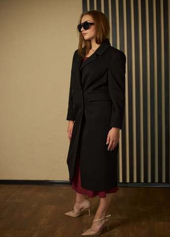 Черное демисезонное Пальто двубортное MiNiMax