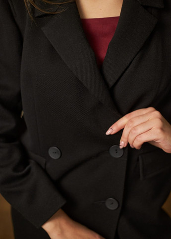 Черное демисезонное Пальто двубортное MiNiMax