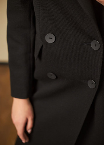 Черное демисезонное Пальто двубортное MiNiMax