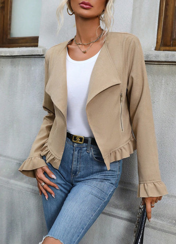 Оливковая (хаки) демисезонная куртка куртка-пиджак SHEIN