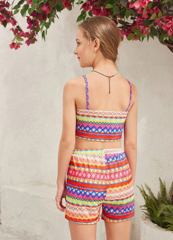 Комбінований літній костюм (топ, шорти) SHEIN