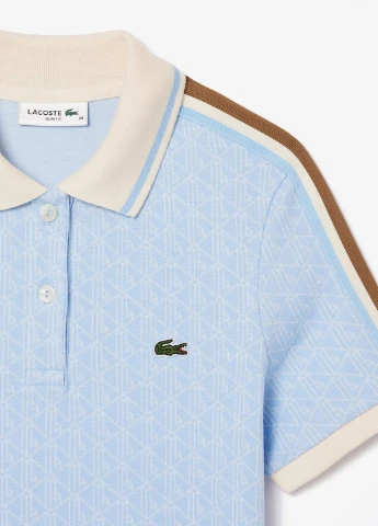 Голубое кэжуал платье поло Lacoste с абстрактным узором