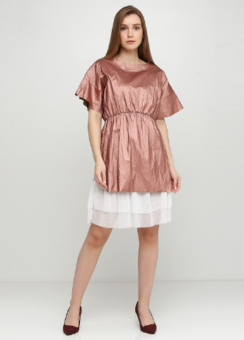 Розово-коричневое коктейльное платье Miho's однотонное